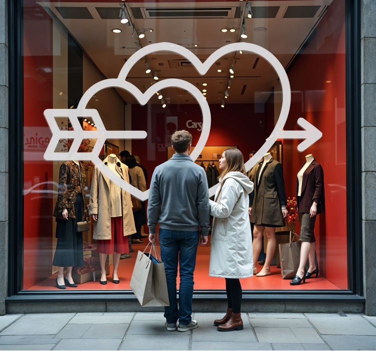 Hjerter og pil Saint Valentine klistermärke - TenStickers