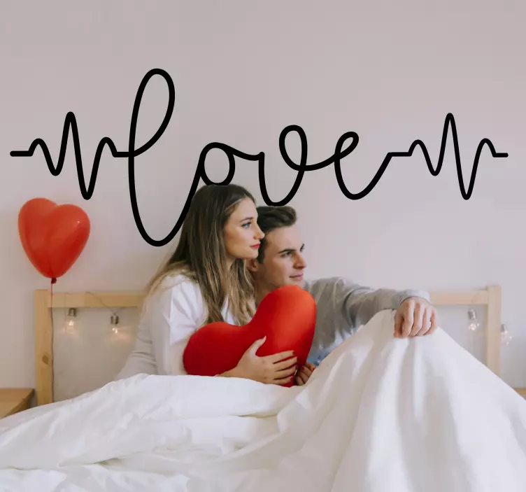 Hjerteslag af kærlighed klistermærke sengegavl - TenStickers