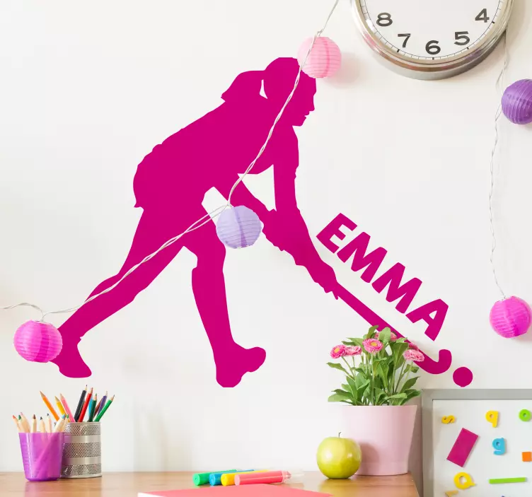 Hockey pige personlig klistermærke - TenStickers