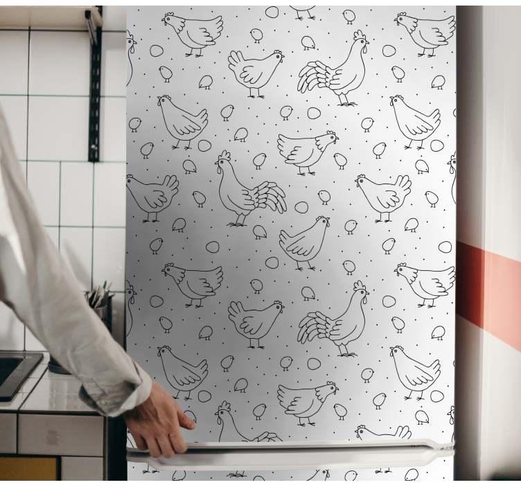 Høne mønster overlay køleskab klistermærke - TenStickers