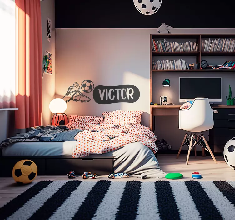 Hovedbeklædning støvler og fodbold wallsticker - TenStickers