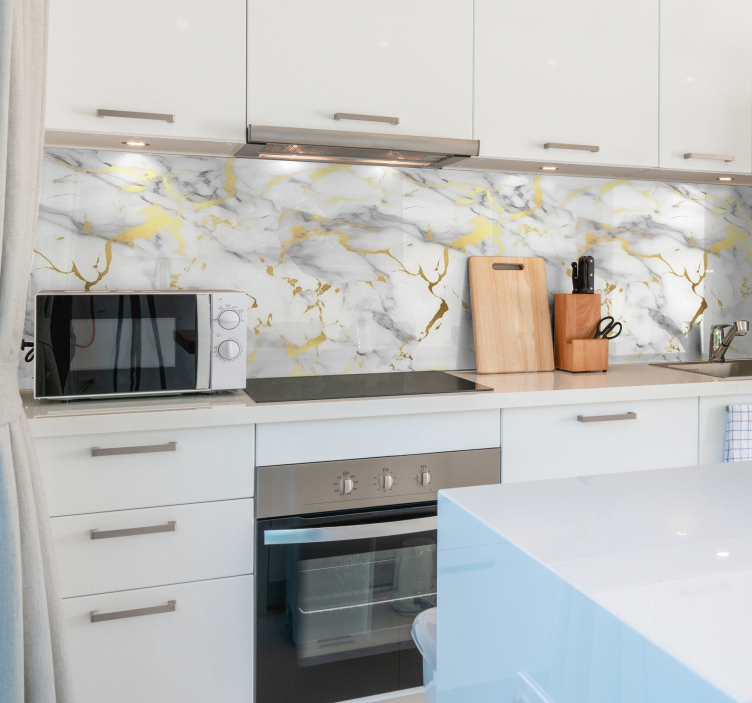 Hvid marmor med guldårer tekstur wallsticker - TenStickers