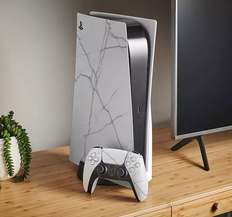 Hvid marmor controller ps5 cover - TenStickers