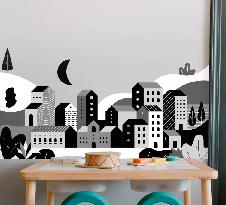 Hvid og sort by illustration klistermærker - TenStickers