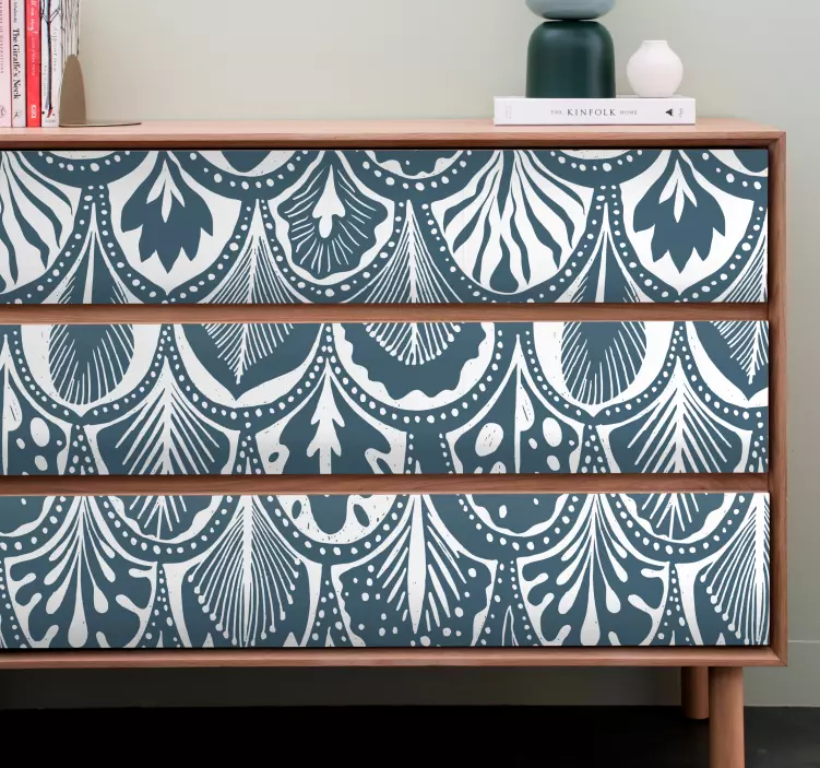 Hvide fugle på navy mønster møbler klistermærker - TenStickers