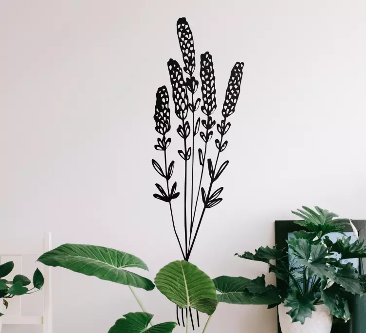 Tørrede blomster minimalistisk dørklistermærke - TenStickers