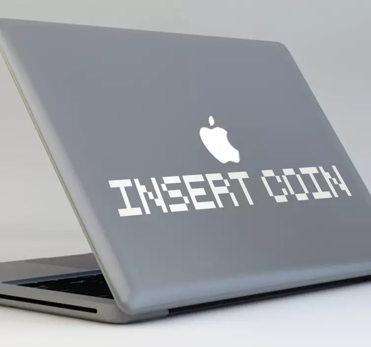 Indsæt mønten pixel tekst laptop sticker - TenStickers