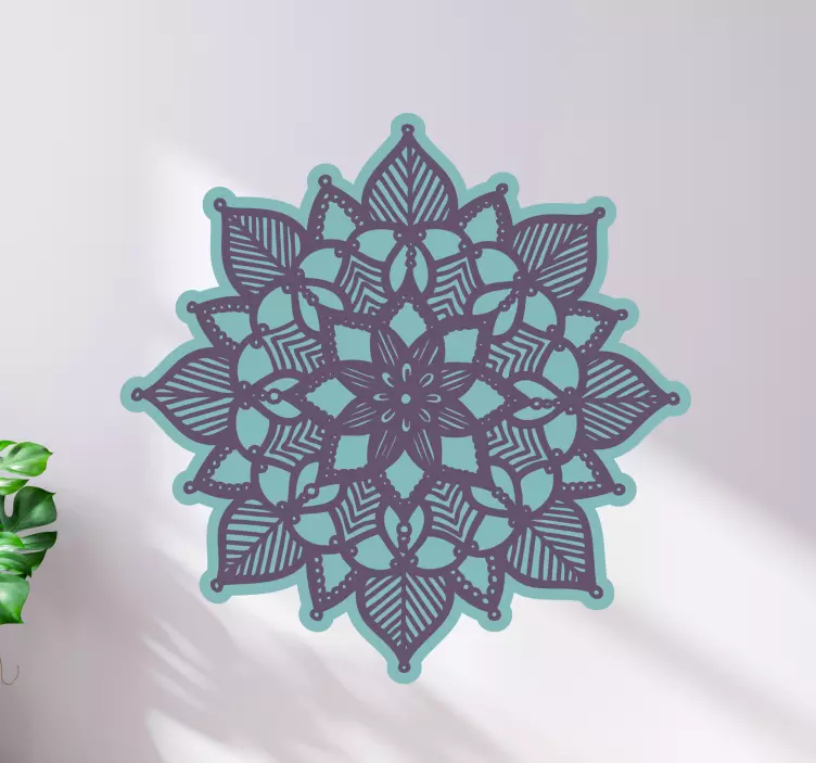 Indviklet blomstermandala stue wallsticker - TenStickers