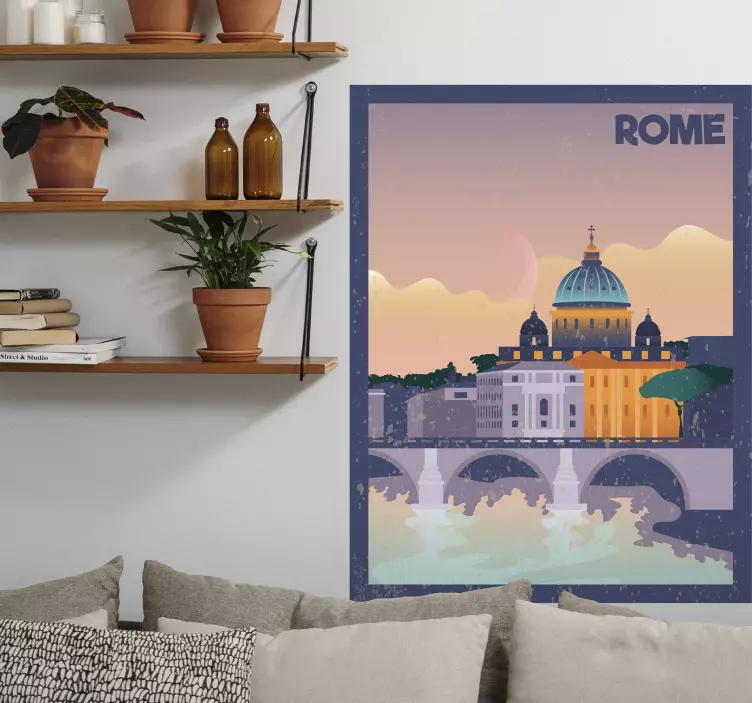 Italiensk vintageplakat med roma-mærkat - TenStickers