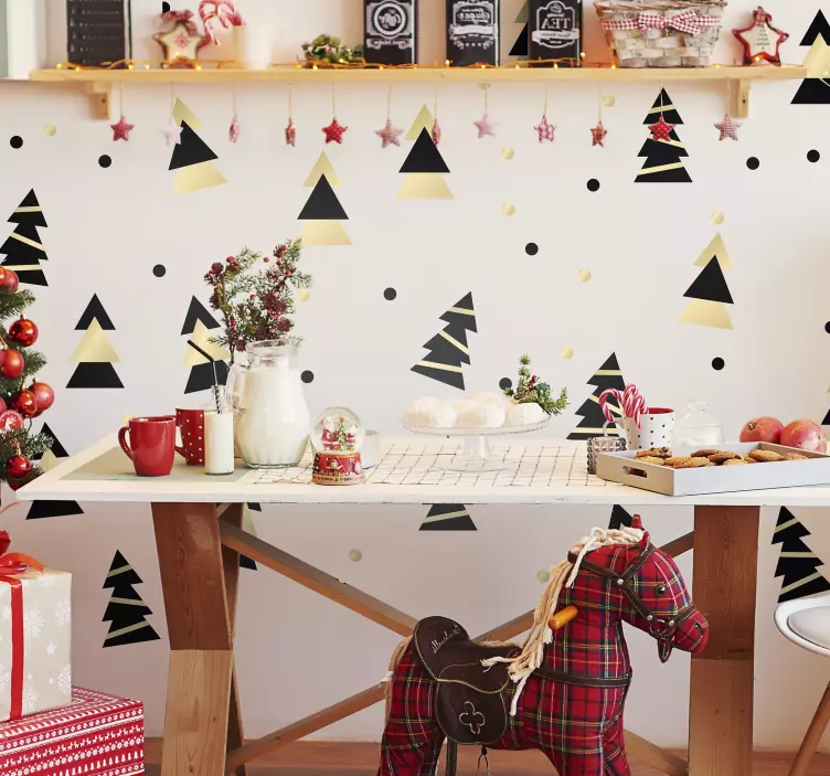 Jul elegant træark jul klistermærke - TenStickers