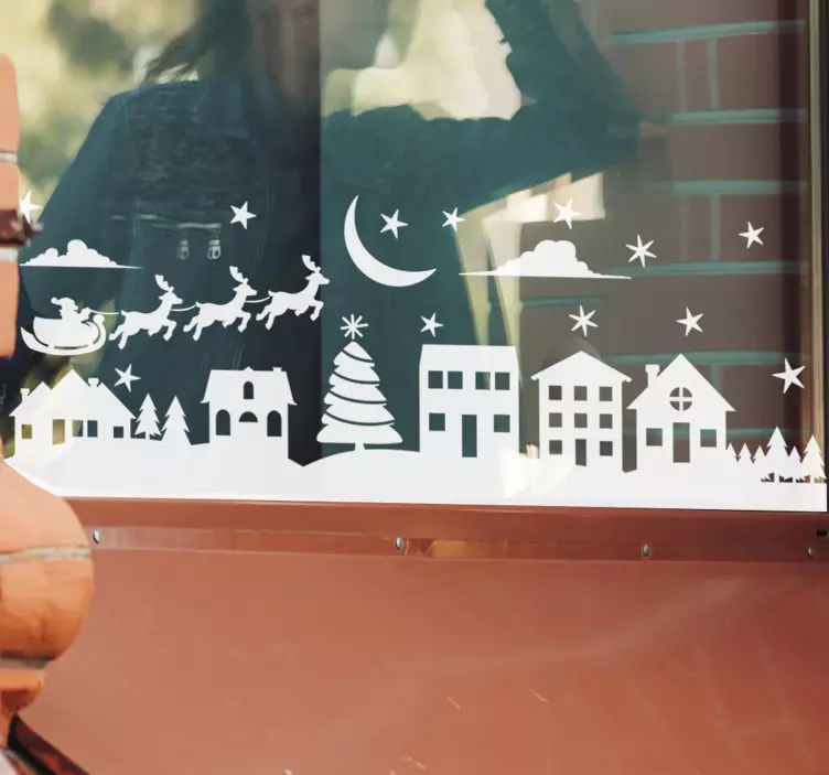 Julescene juleklistermærke til vindue - TenStickers