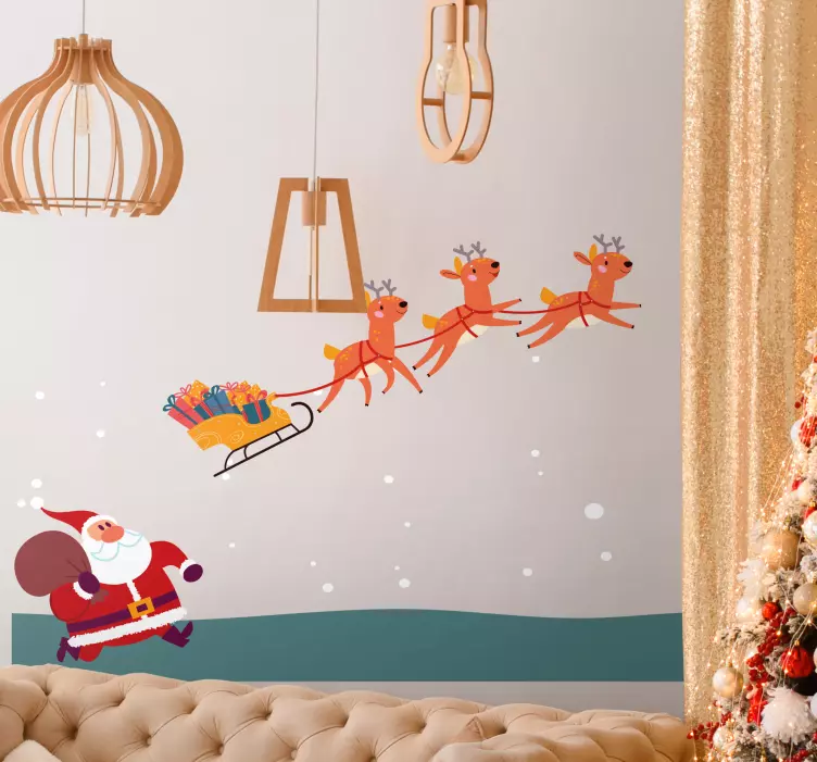 Julemanden mistede sin slæde julemærkat - TenStickers