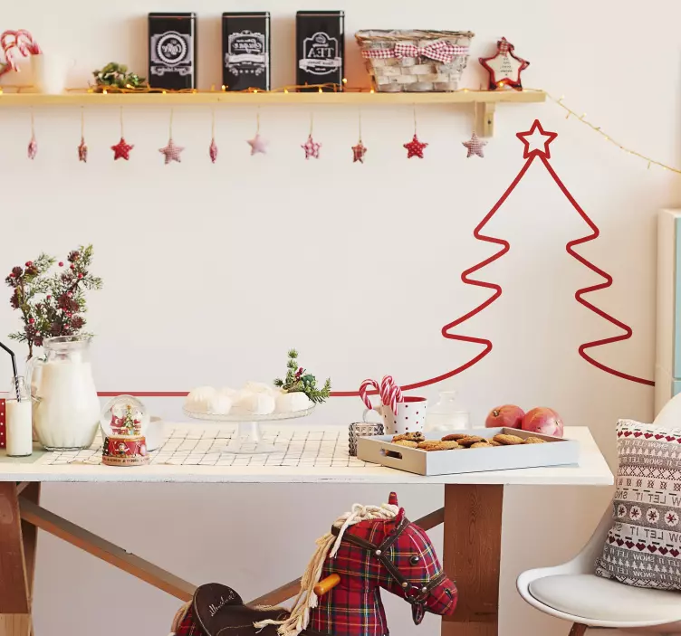 Juletræ linje jul klistermærke - TenStickers