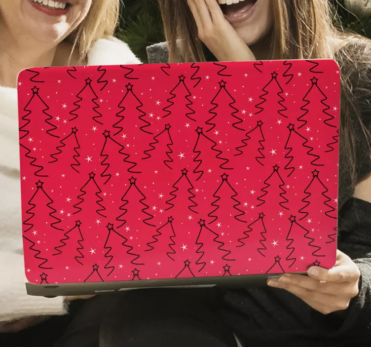 Juletræ linje mønster laptop klistermærke - TenStickers