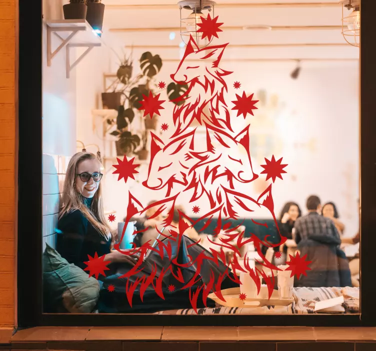 Juletræ ulve vindue klistermærker - TenStickers