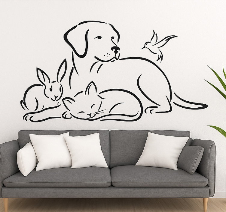 Kæledyr vægklistermærke stue wallsticker - TenStickers