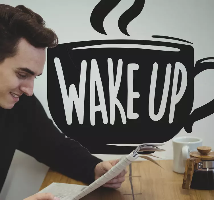 Kaffe citat vågne op tekst væg klistermærke - TenStickers