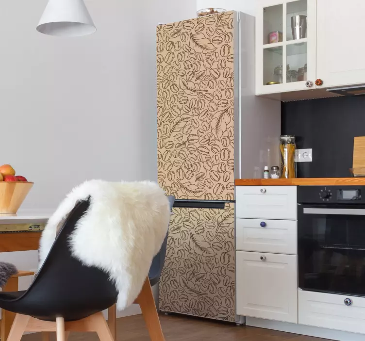 Kaffebønner og blad køleskilt mærkat - TenStickers