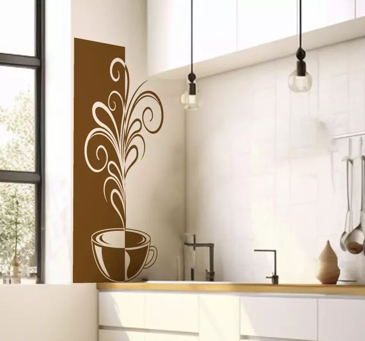 Kaffedekorative linjer køkken wallsticker - TenStickers