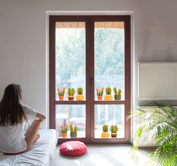 Kaktus former vindue sticker - TenStickers