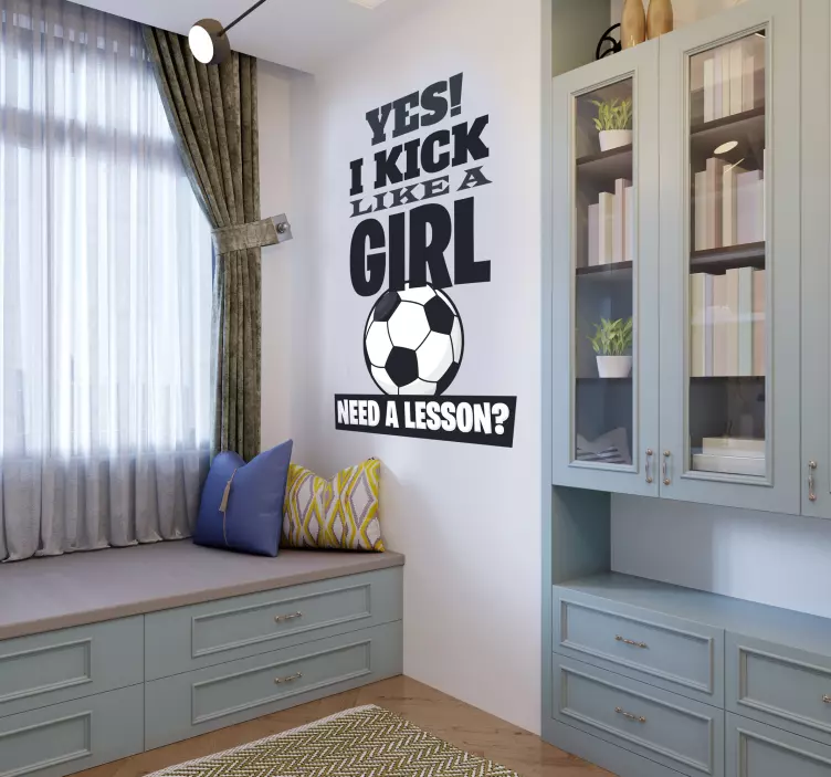 Kick like a girl fodbold wallsticker - TenStickers