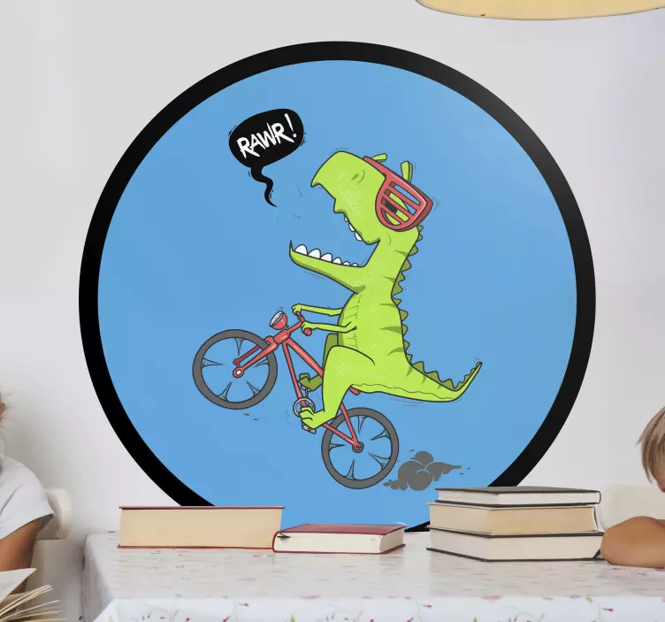 Klistermærke dinosaur på cykel - TenStickers