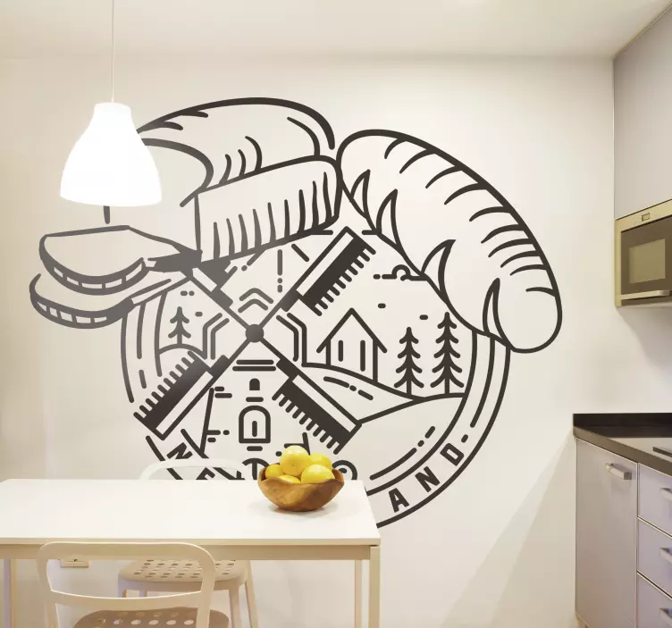 Klistermærke med brød og mølle - TenStickers