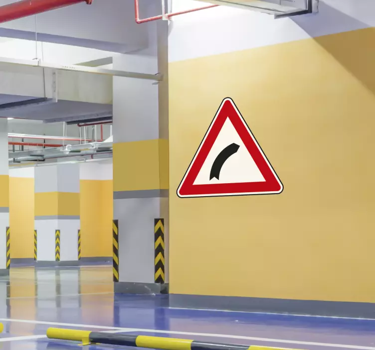 Klistermærke med farligt kurveadvarsel - TenStickers