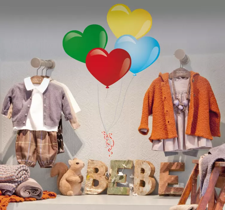 Klistermærke med farvet hjerteballoner - TenStickers