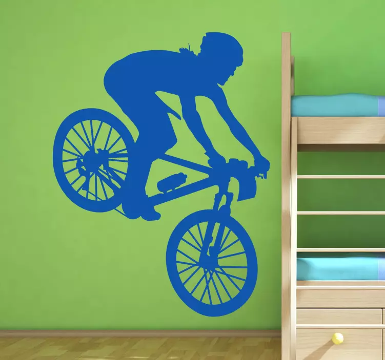 Klistermærke med mountainbiker silhuet - TenStickers