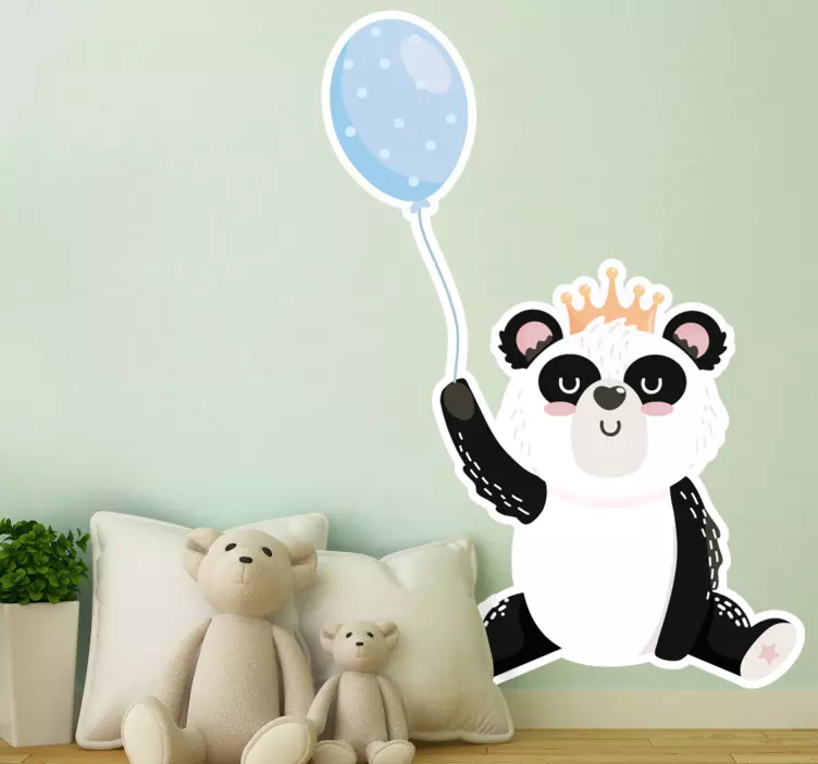 Klistermærke med sød panda ballon - TenStickers