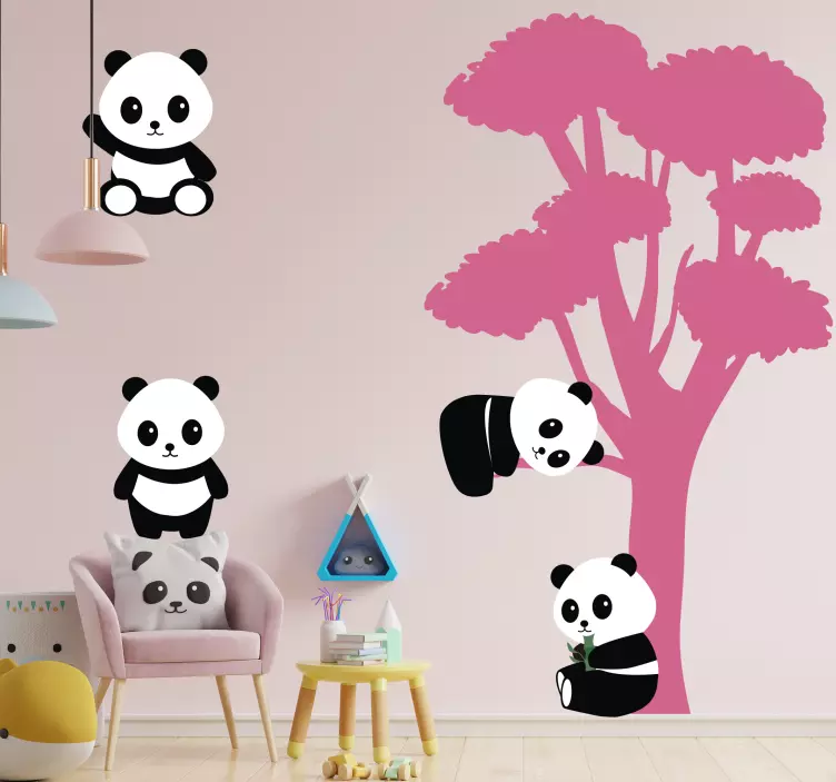 Klistermærke panda familie træ - TenStickers