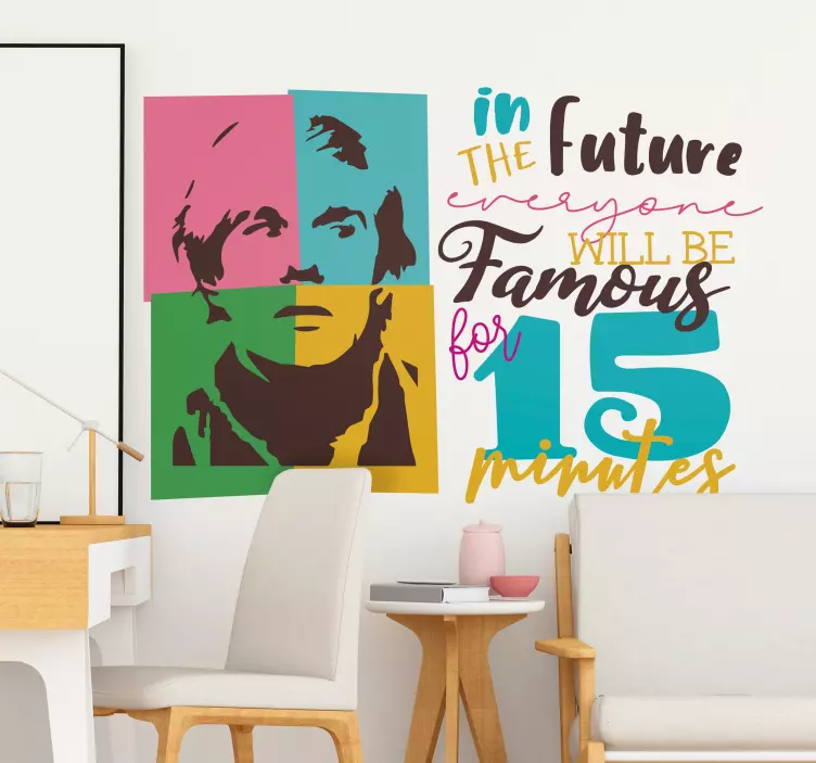 Klistermærke til andy warhol fame quote - TenStickers