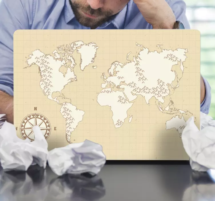 Klistermærke til bærbar kort med kompas - TenStickers