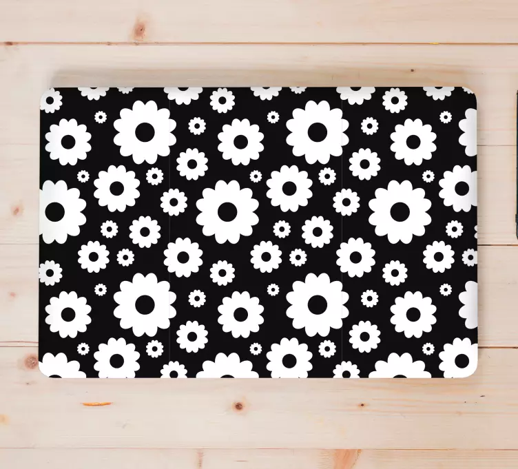 Klistermærke til bærbar med sort blomstermønster - TenStickers