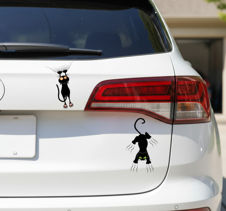 Klistermærke til bil kradsende sorte katte - TenStickers
