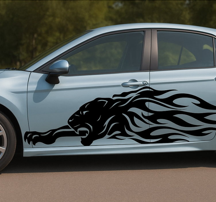 Klistermærke til bil sort panter - TenStickers