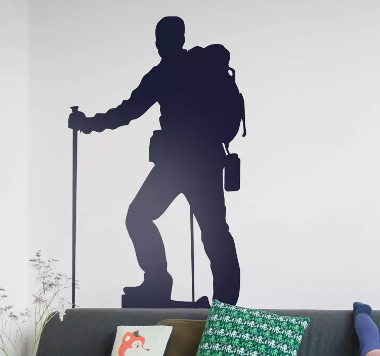 Klistermærke til bjergbestiger silhouette - TenStickers