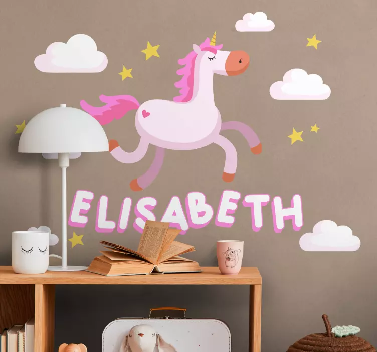Klistermærke til børn med sød unicorn animation - TenStickers