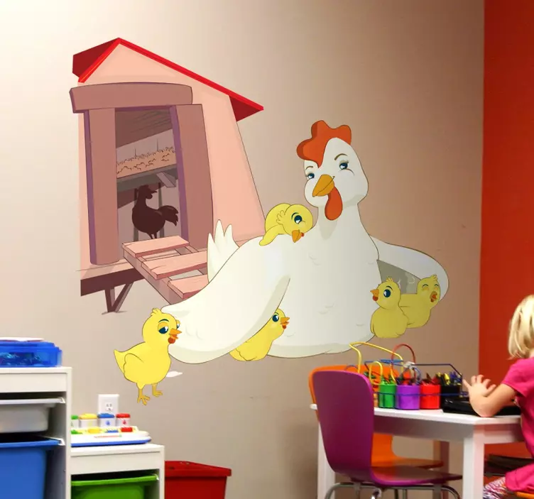 Klistermærke til mor høne og kyllinger - TenStickers