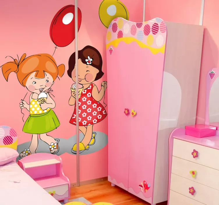 Klistermærke til piger, balloner & isbørn - TenStickers