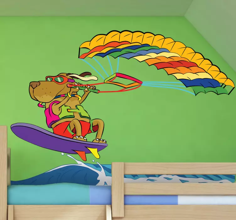 Klistermærke til surfende hundebørn - TenStickers