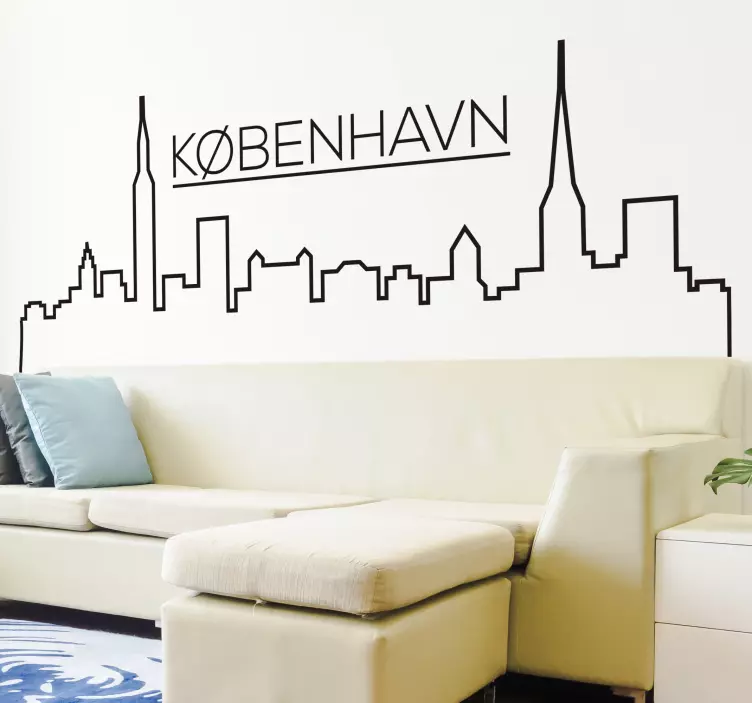 Wallsticker til stuen med Københavns skyline silhuet - TenStickers