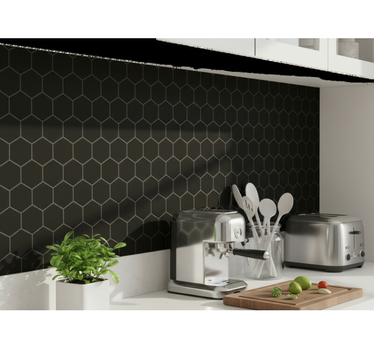 Køkken klistermærke mat sort honningcomb - TenStickers