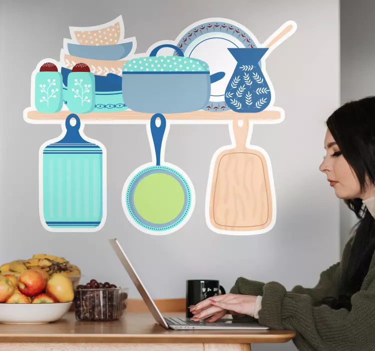 Køkkenudstyrshyldedisplay wallsticker dyr - TenStickers