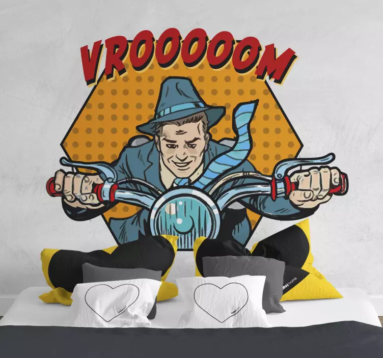 Komisk tekstur med tekst-motorcykel-klistermærke - TenStickers