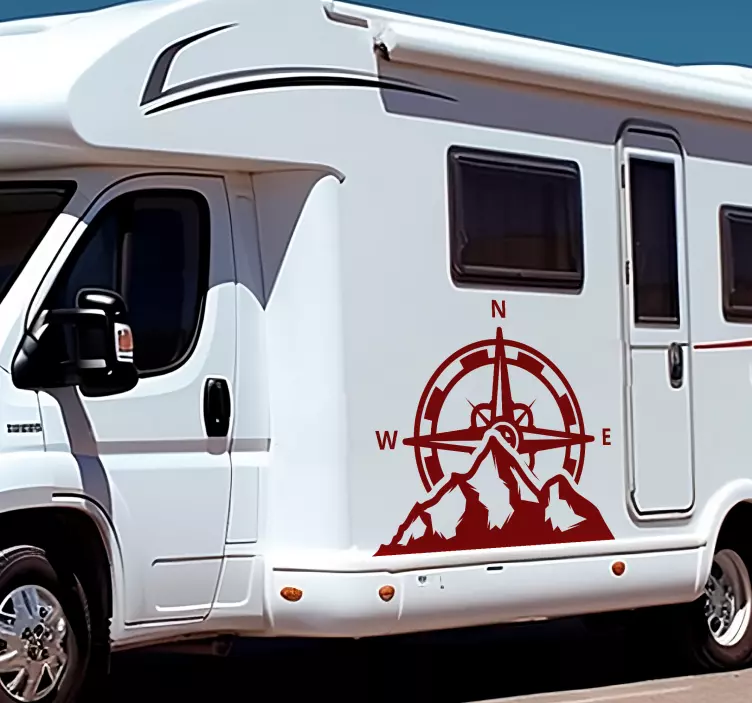 Kompas og bjerge klistermærke til campingvogn - TenStickers