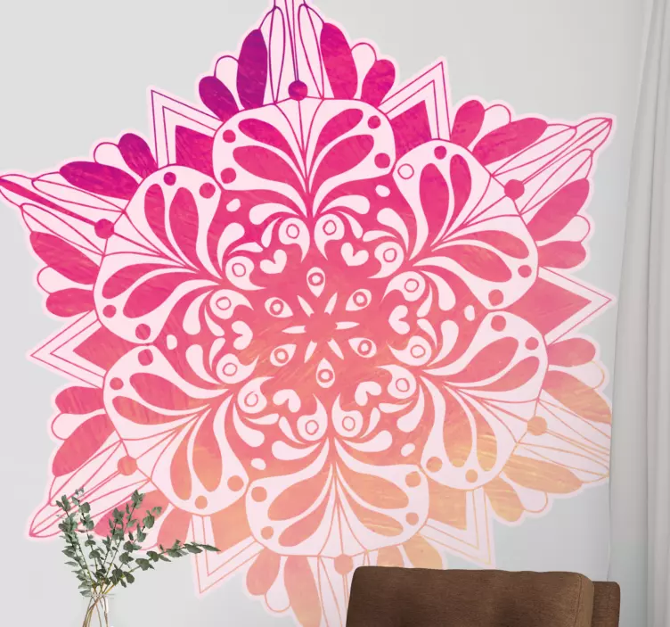 Kompleks botanisk mandala blomster klistermærke - TenStickers