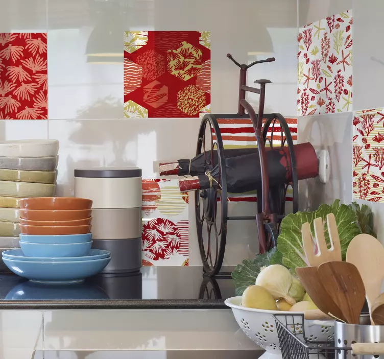 Koral sæt flise vinyl klistermærke - TenStickers