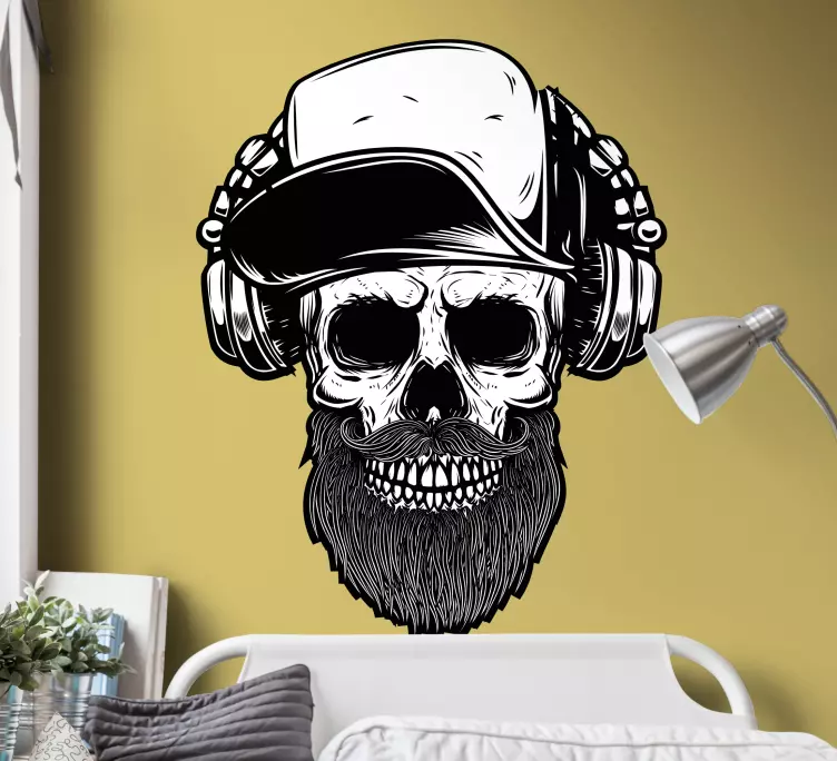 Kranium med hovedtelefoner wallsticker - TenStickers